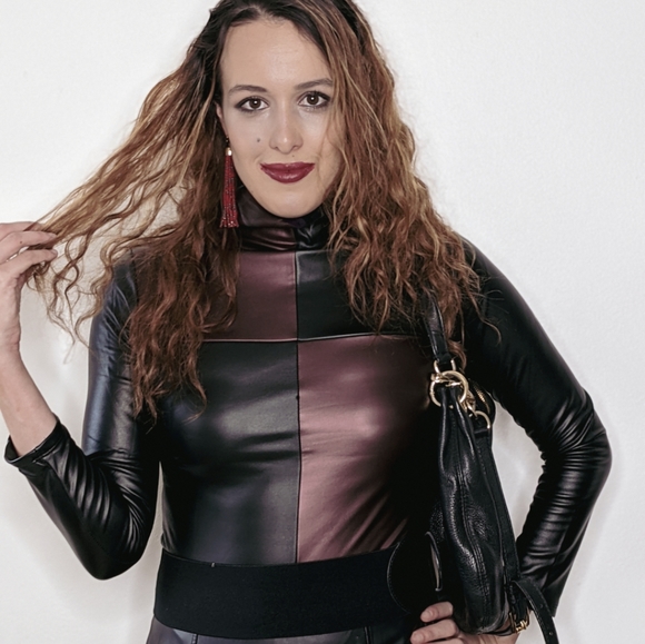 NWT Fall Faux Leather Turtleneck S:Small - Picture 2 of 13